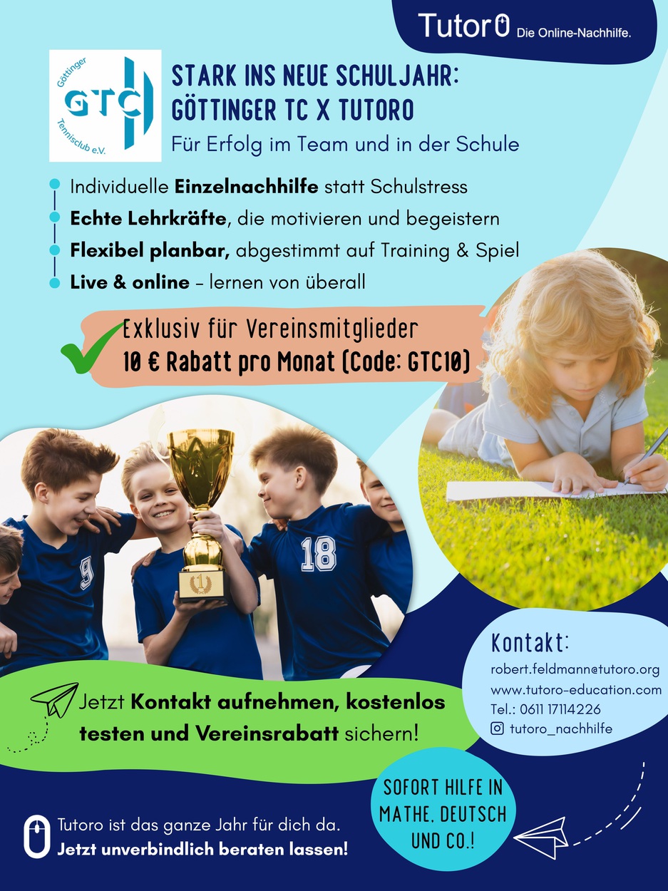  Schulstart-Rabatt für GTC-Mitglieder mit Tutoro 